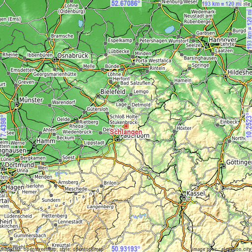 Topographic map of Schlangen