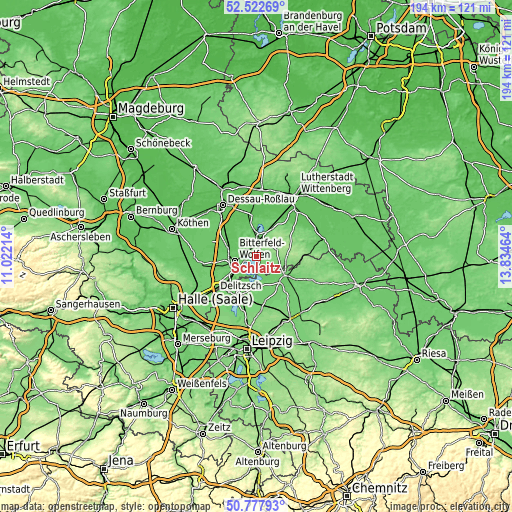 Topographic map of Schlaitz