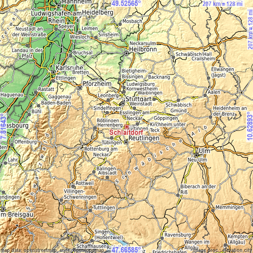 Topographic map of Schlaitdorf