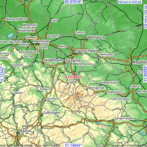 Topographic map of Schladen