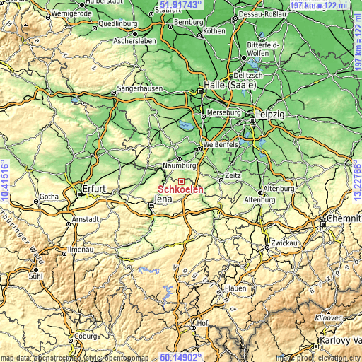 Topographic map of Schkölen