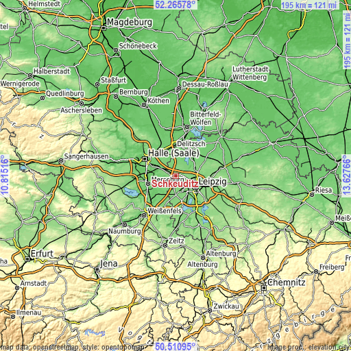 Topographic map of Schkeuditz