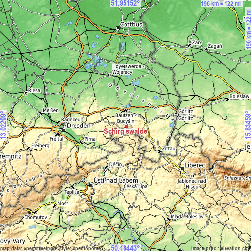 Topographic map of Schirgiswalde