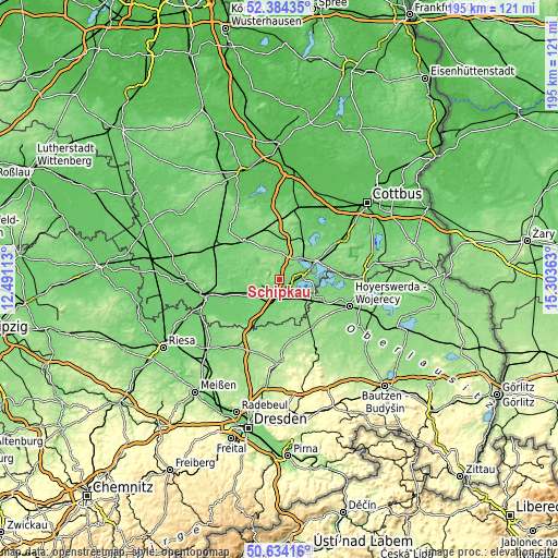 Topographic map of Schipkau