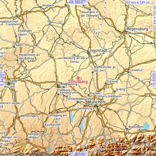 Topographic map of Schiltberg