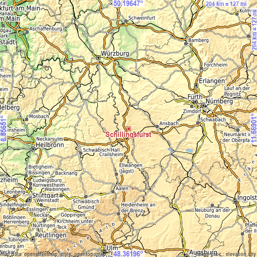 Topographic map of Schillingsfürst