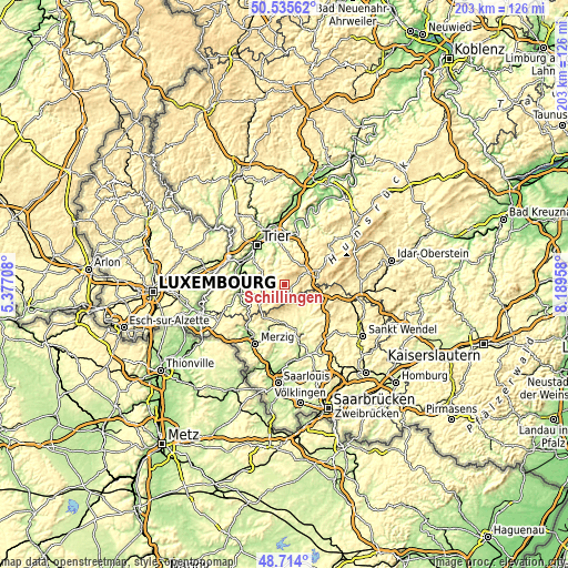 Topographic map of Schillingen