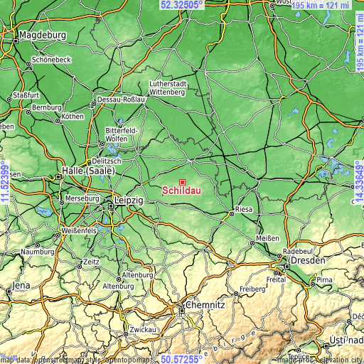 Topographic map of Schildau