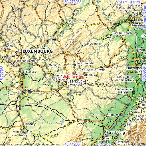 Topographic map of Schiffweiler