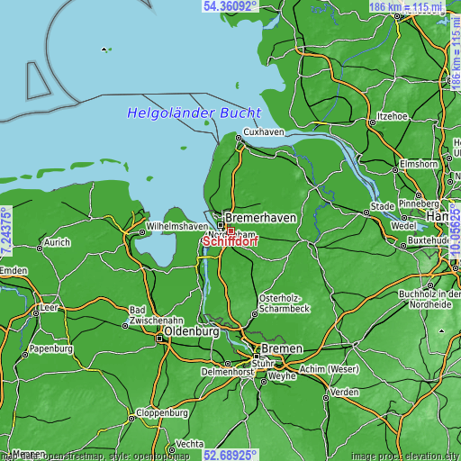 Topographic map of Schiffdorf