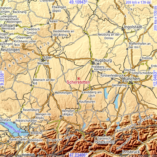 Topographic map of Scherstetten