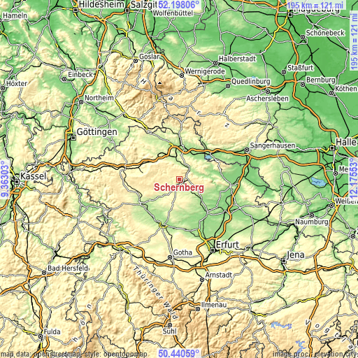 Topographic map of Schernberg