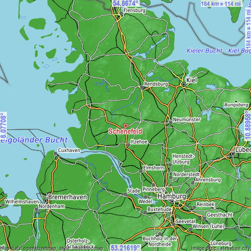 Topographic map of Schenefeld