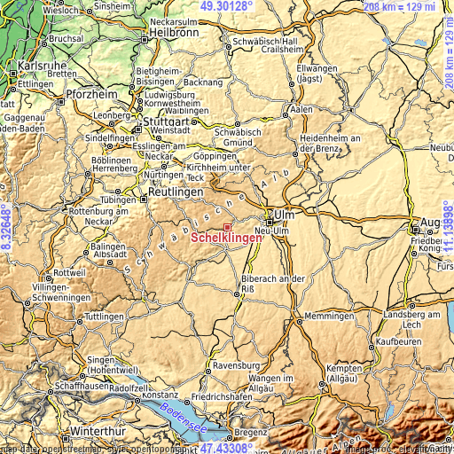 Topographic map of Schelklingen