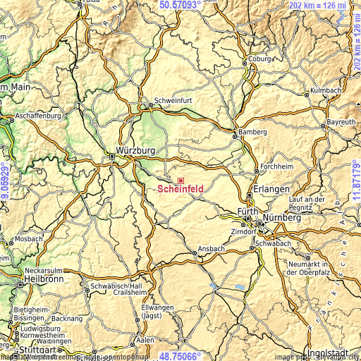 Topographic map of Scheinfeld