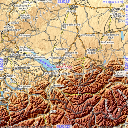 Topographic map of Scheidegg