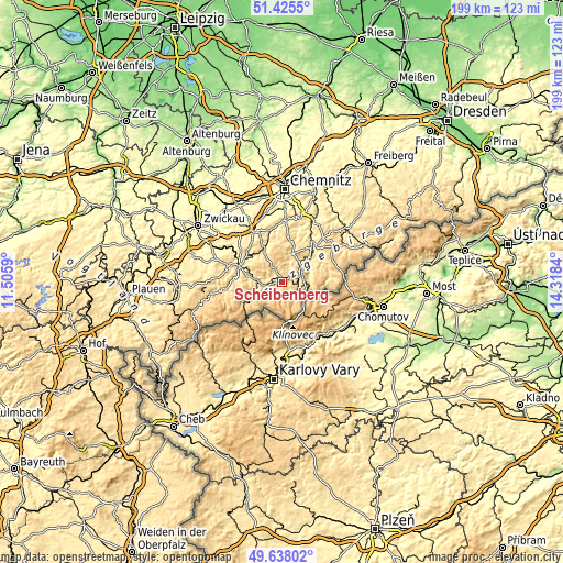 Topographic map of Scheibenberg