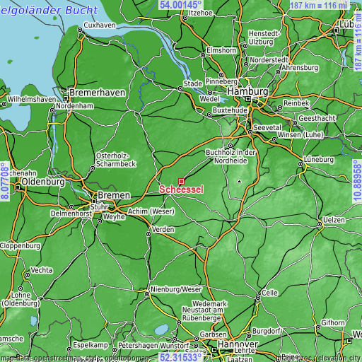 Topographic map of Scheeßel