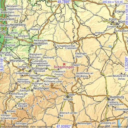 Topographic map of Schechingen