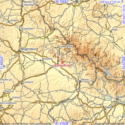 Topographic map of Schaufling