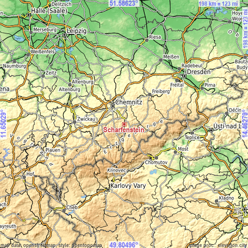 Topographic map of Scharfenstein