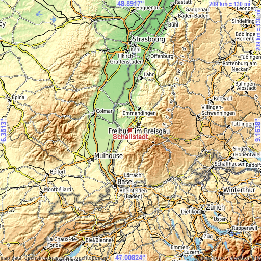 Topographic map of Schallstadt
