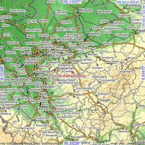 Topographic map of Schalksmühle