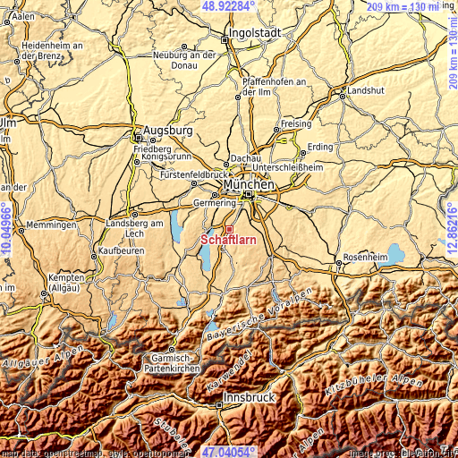 Topographic map of Schäftlarn