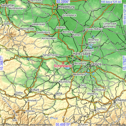 Topographic map of Schafstädt