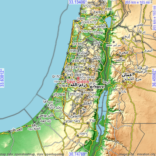 Topographic map of Dayr Qiddīs