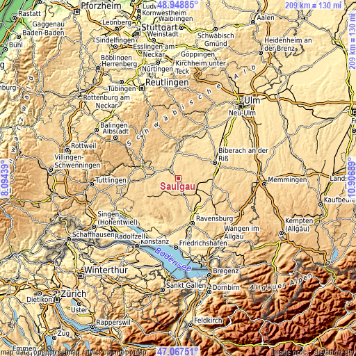 Topographic map of Saulgau