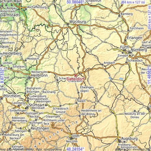 Topographic map of Satteldorf