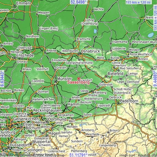Topographic map of Sassenberg