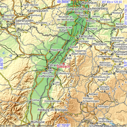 Topographic map of Sasbach