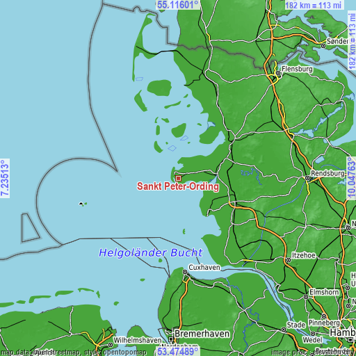 Topographic map of Sankt Peter-Ording