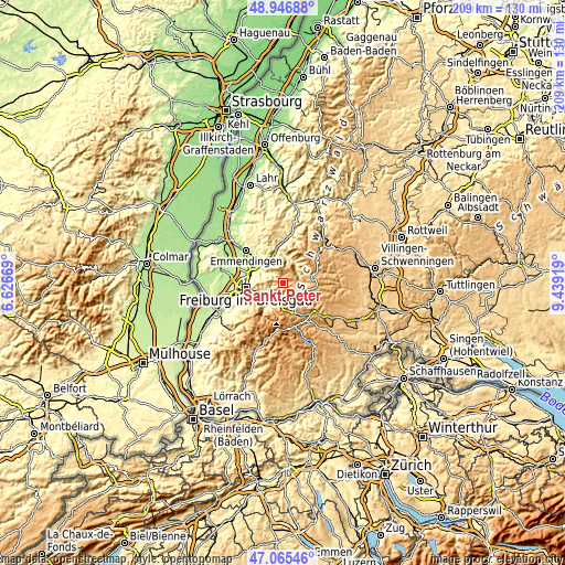 Topographic map of Sankt Peter