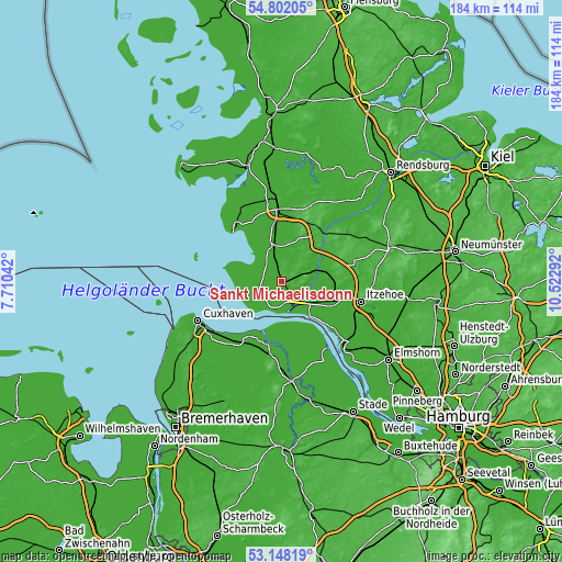 Topographic map of Sankt Michaelisdonn