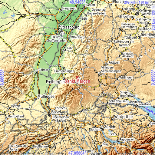Topographic map of Sankt Märgen