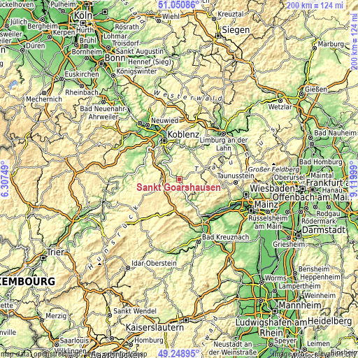 Topographic map of Sankt Goarshausen