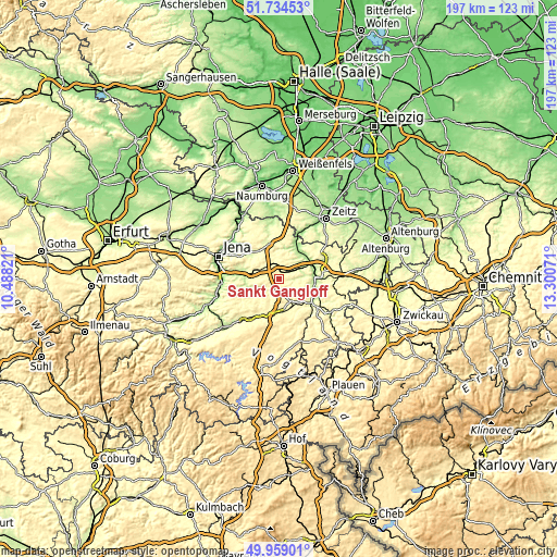 Topographic map of Sankt Gangloff