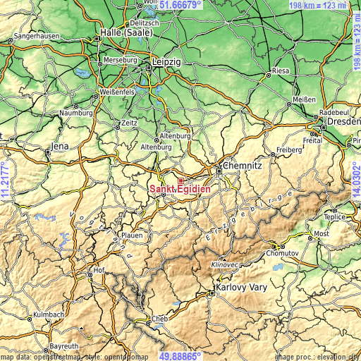Topographic map of Sankt Egidien
