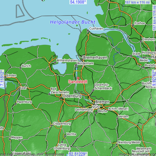 Topographic map of Sandstedt