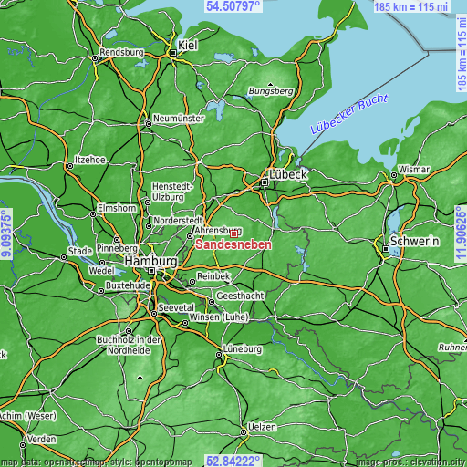 Topographic map of Sandesneben