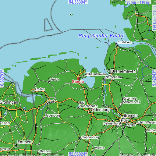 Topographic map of Sande