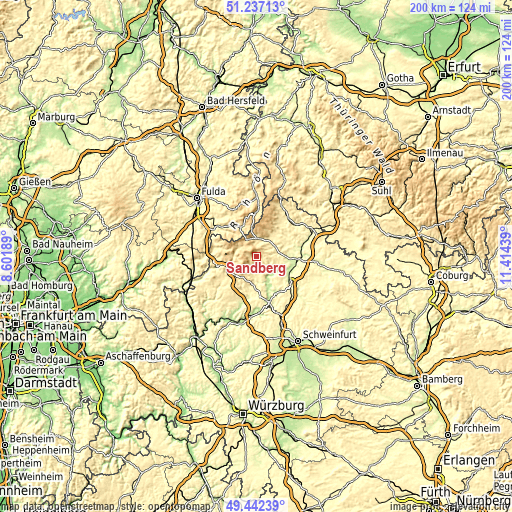 Topographic map of Sandberg