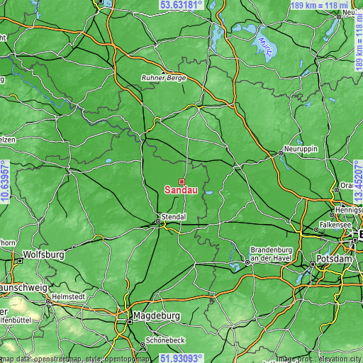 Topographic map of Sandau