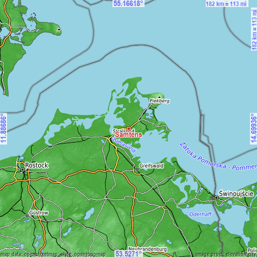 Topographic map of Samtens