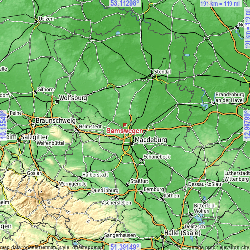 Topographic map of Samswegen