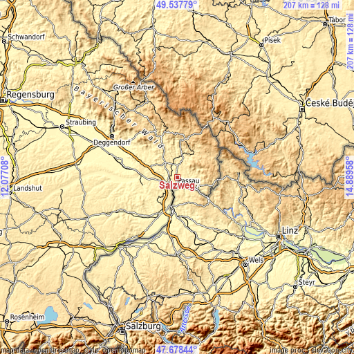 Topographic map of Salzweg