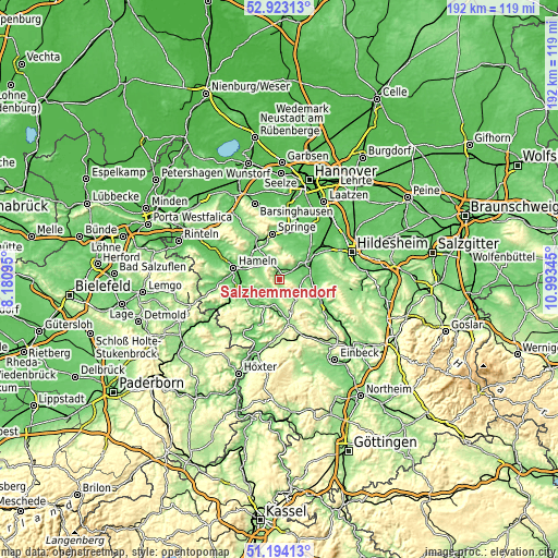 Topographic map of Salzhemmendorf